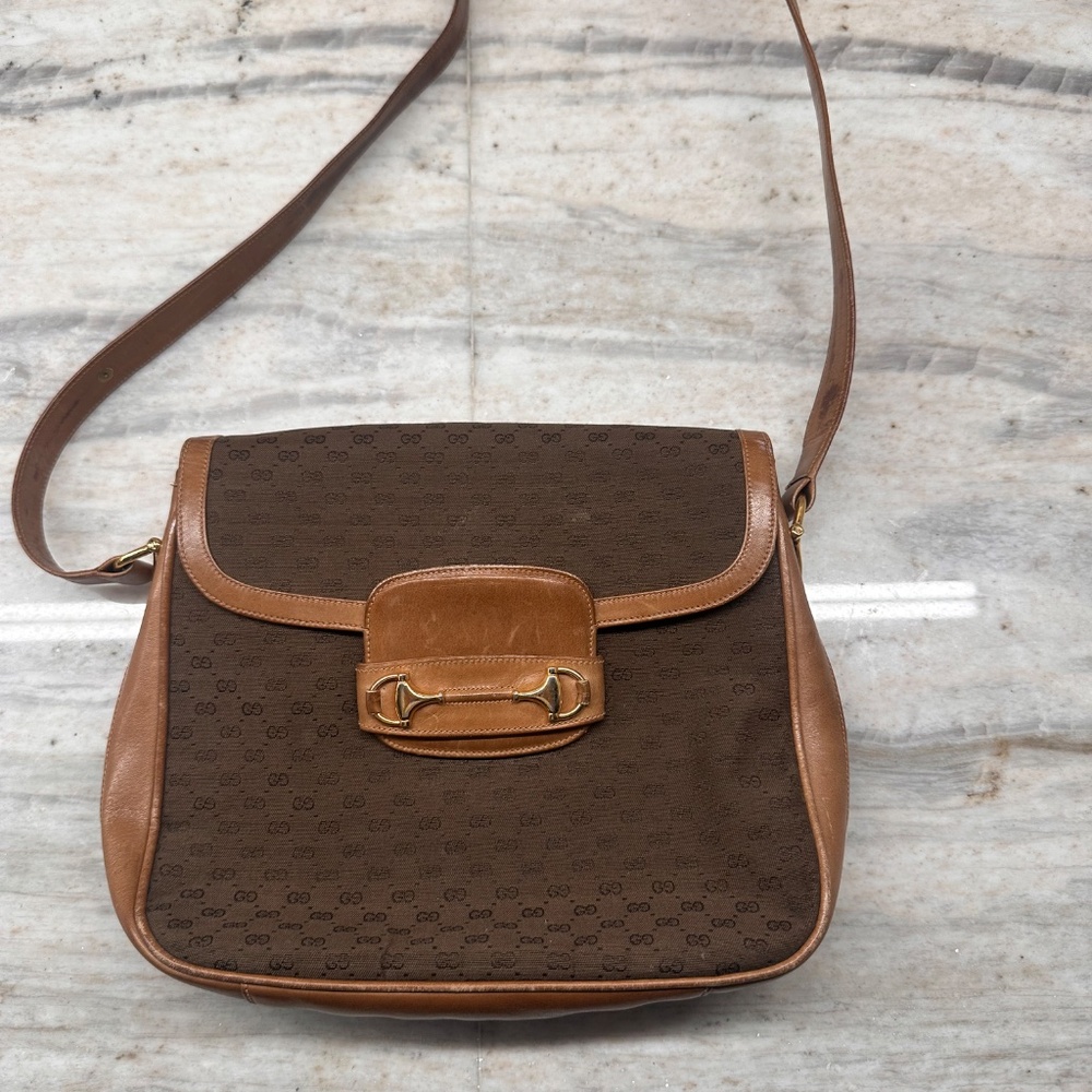 Authentic Vintage GUCCI Micro GG Canvas Crossbody Bag - Excellent Condition